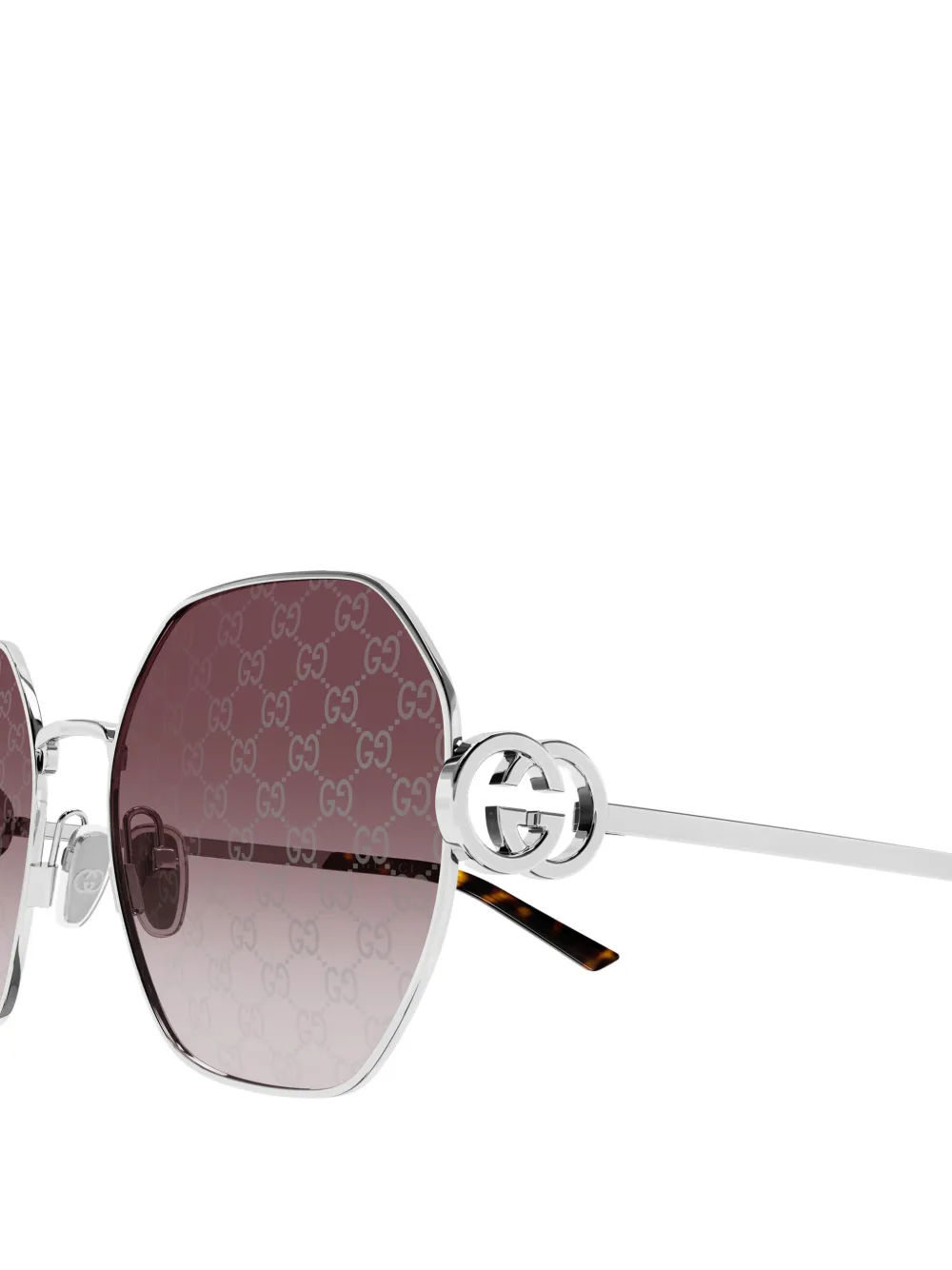 Gucci Eyewear Zonnebril met geometrisch montuur Zilver