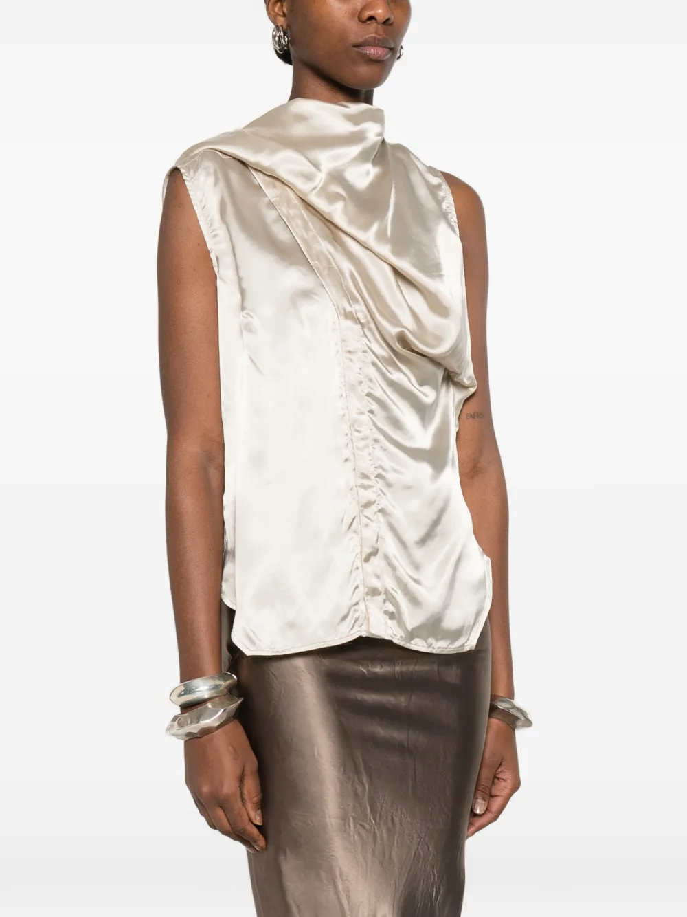  Rick Owens Draped Sleeveless Top - Neutrals 