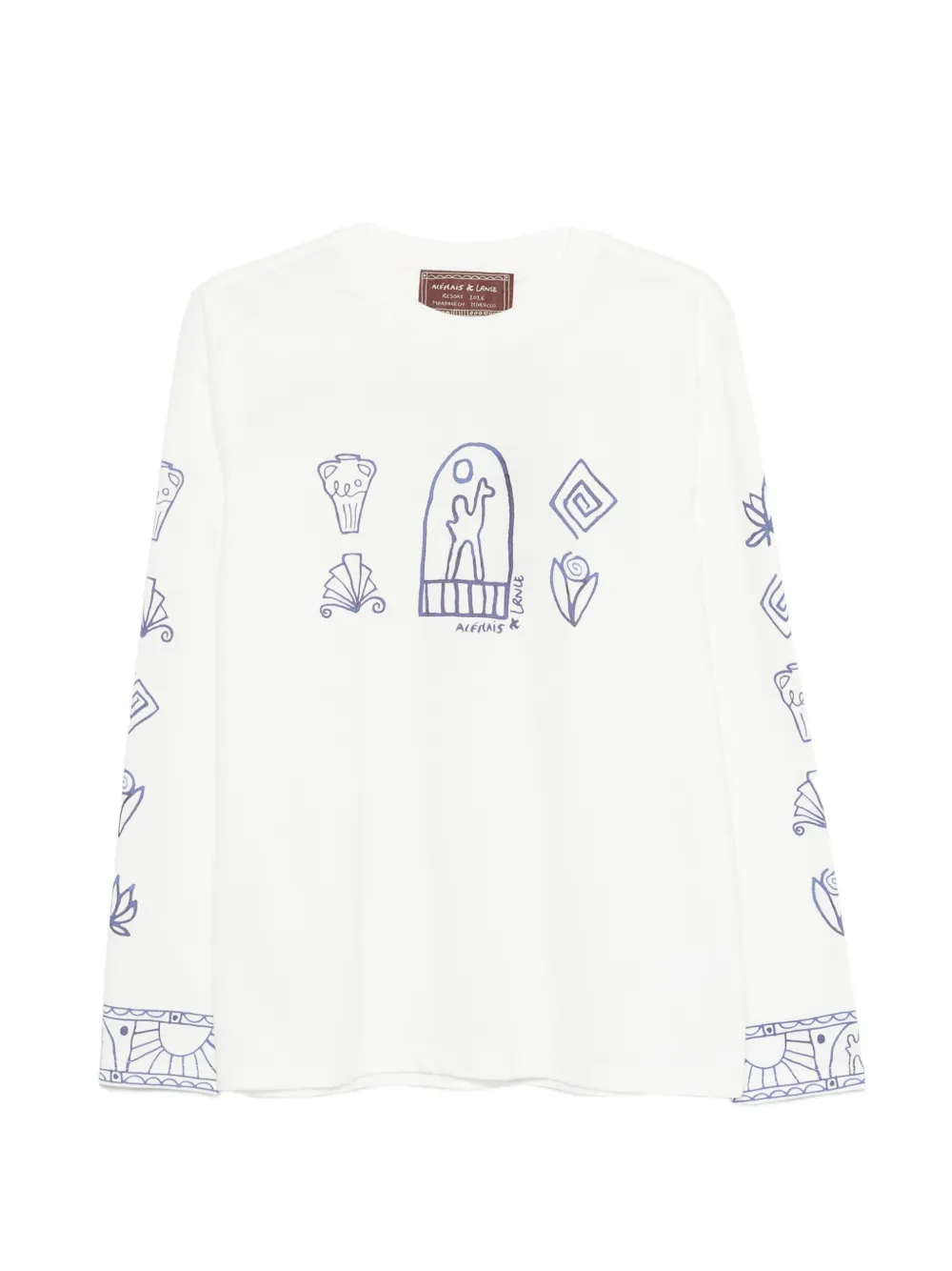 ALEMAIS graphic print long-sleeved top - Bianco