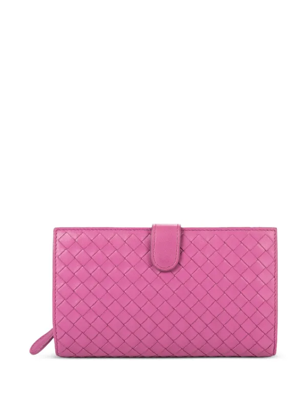 Bottega Veneta Pre-owned Intrecciato Wallet in Pink