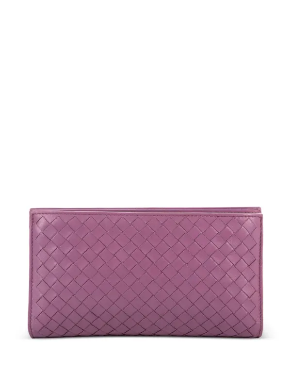 Bottega Veneta Pre-owned Intrecciato Woven Wallet in Purple