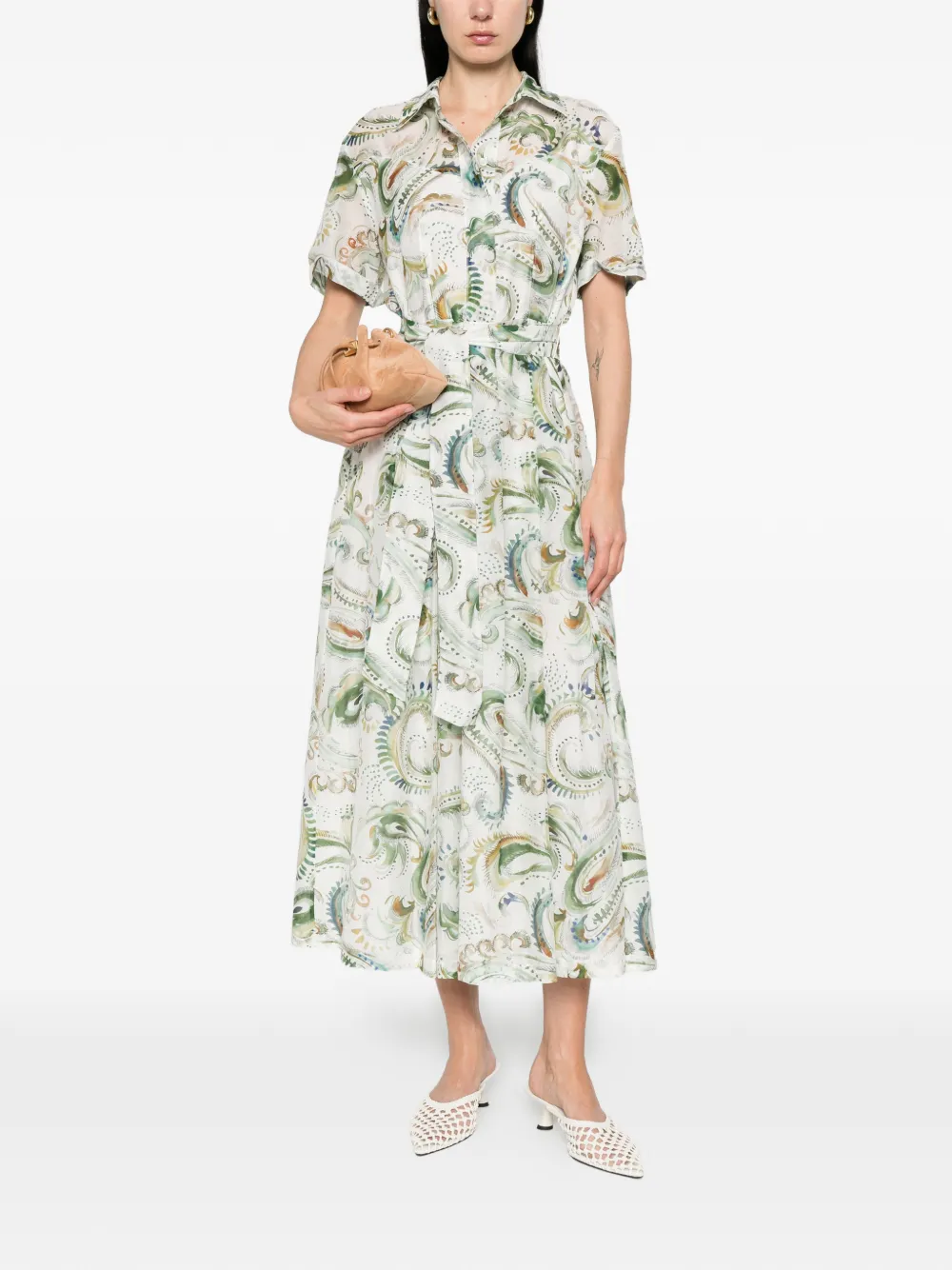 Marella Galli Short-sleeve Midi Dress - White 