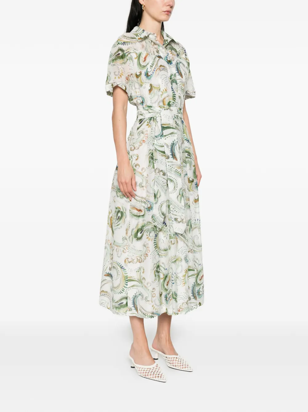  Marella Galli Short-sleeve Midi Dress - White 
