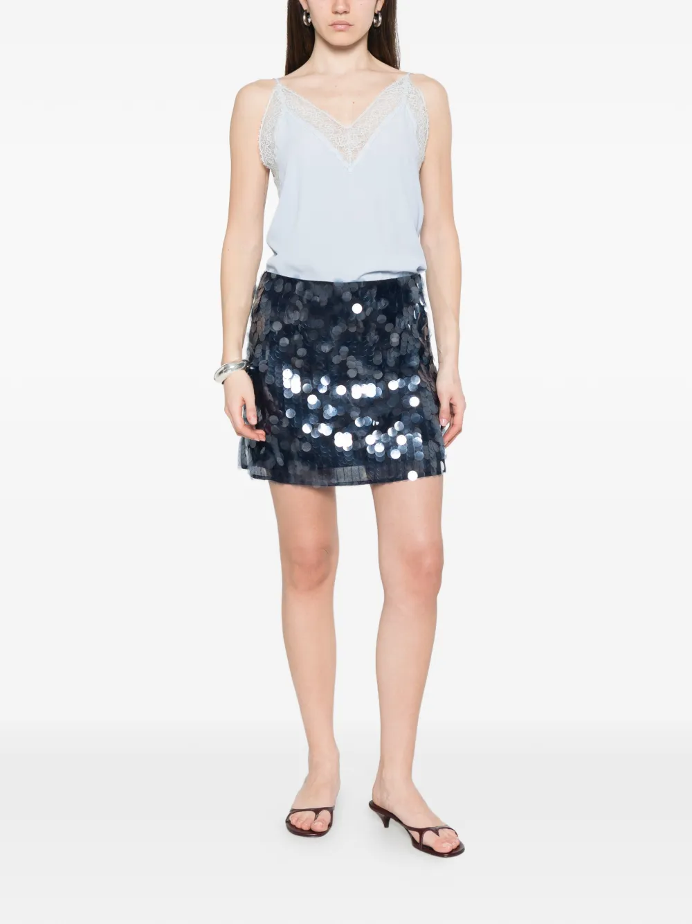  Marella Pepli Sequin Mini Skirt - Blue 