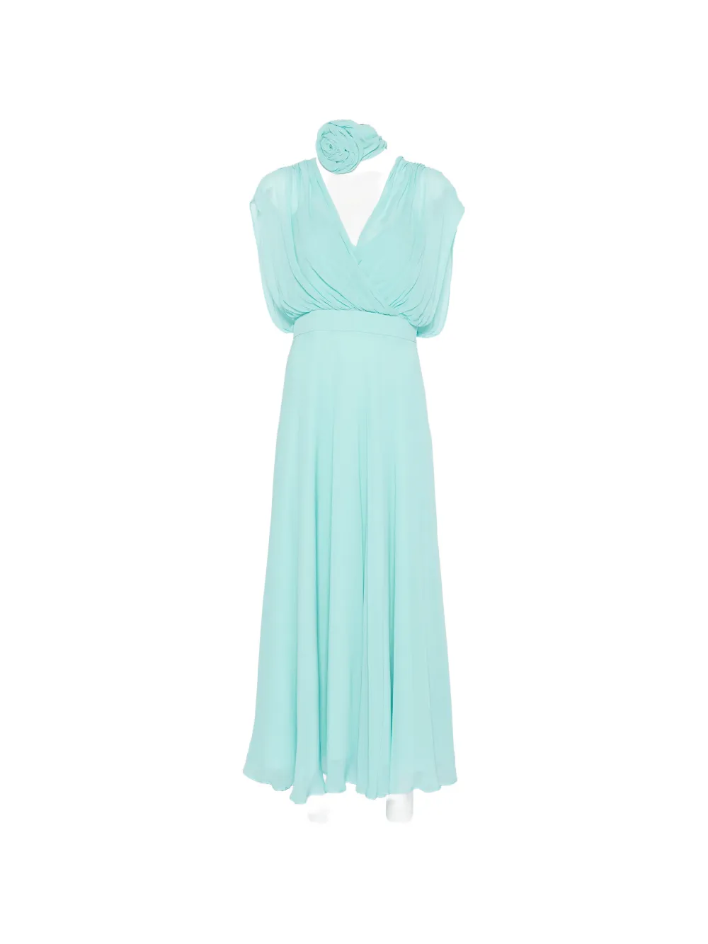 Marella floral-applique draped dress - Blu