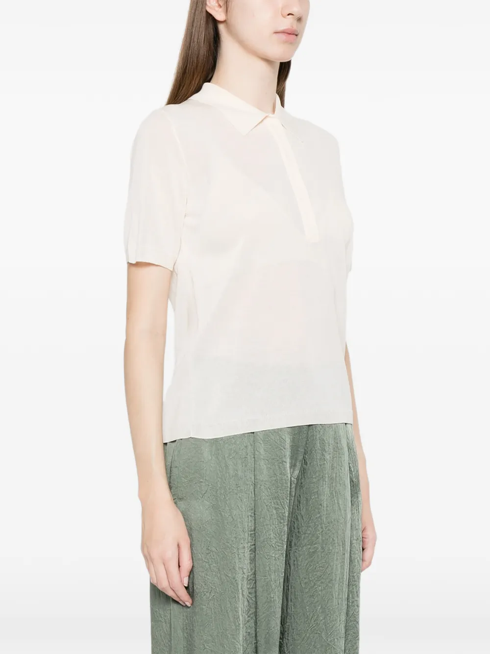  Monochrome Short-sleeve Polo Top - Neutrals 