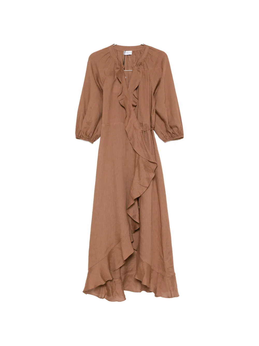 Marella ruffled wrap asymmetric dress - Marrone