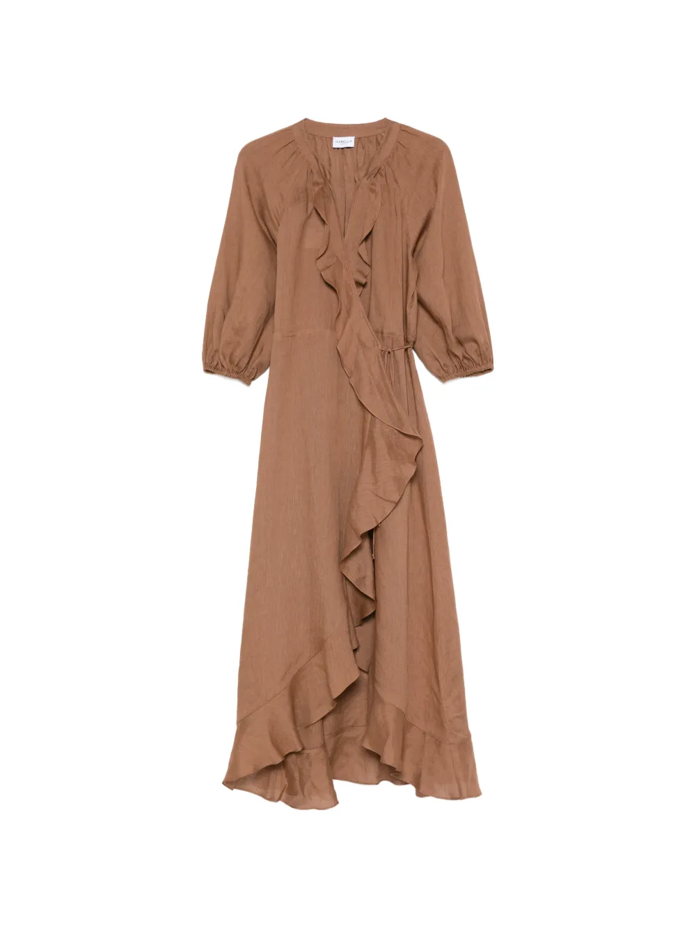 Marella ruffled wrap asymmetric dress - Marrone