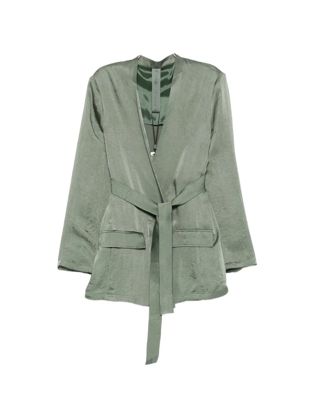 MONOCHROME belted satin-finish jacket - Verde