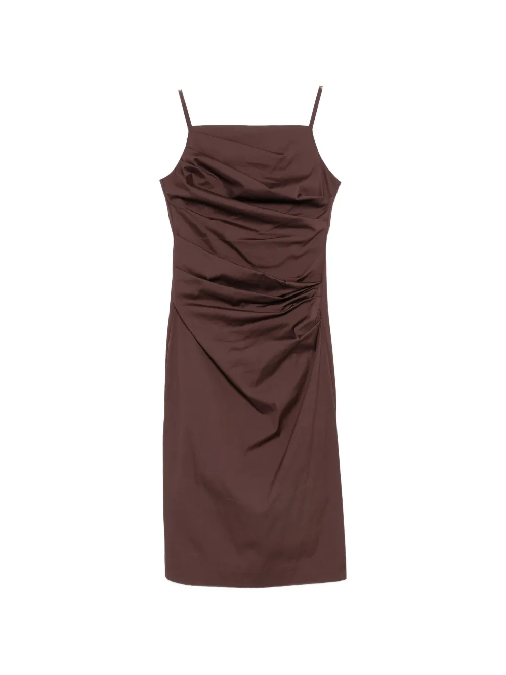 Marella Ciocca ruched sleeveless midi dress - Marrone