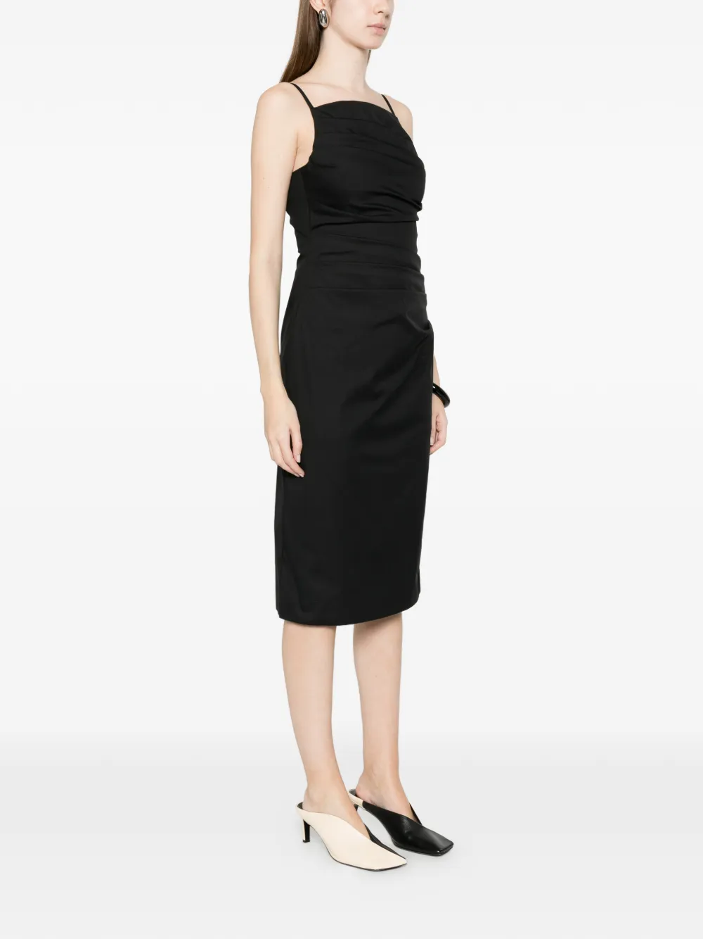  Marella Draped Midi Dress - Black 