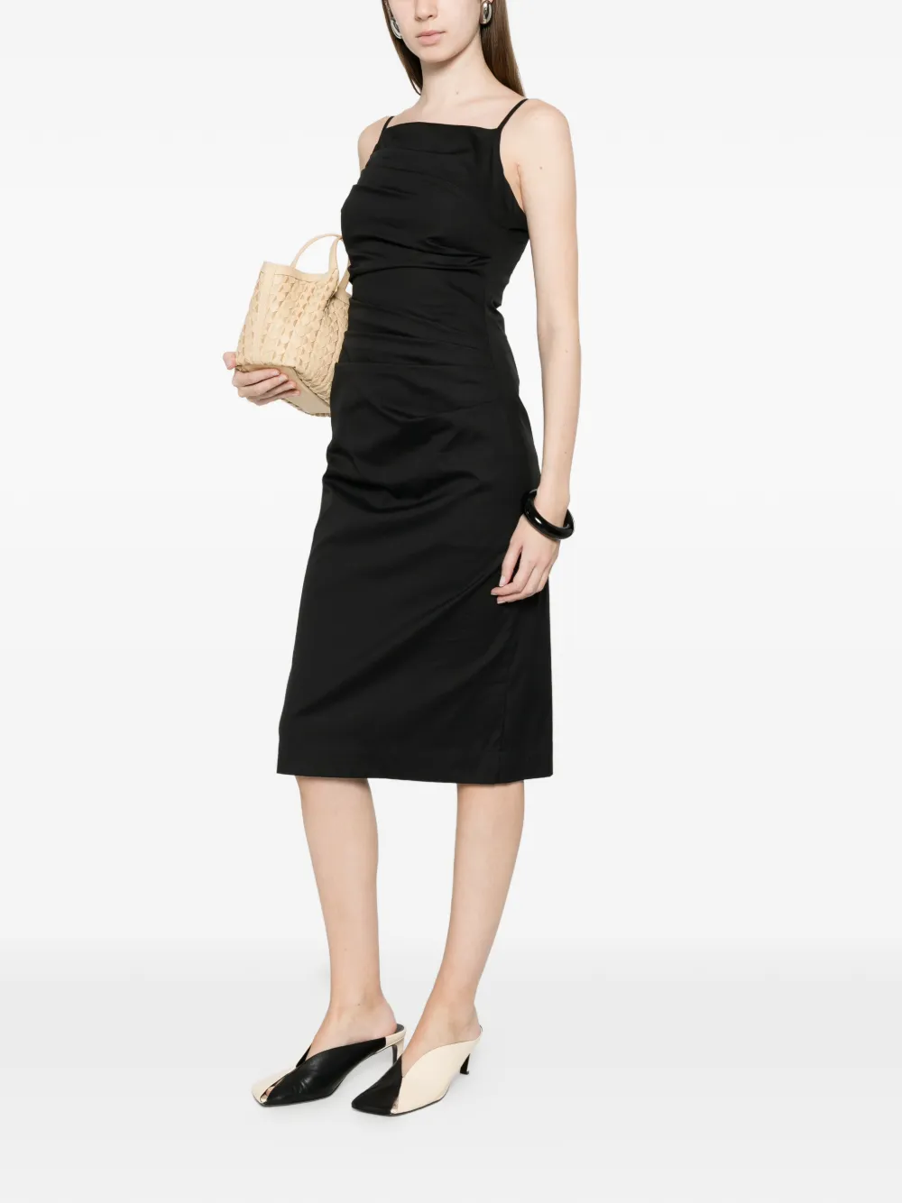  Marella Draped Midi Dress - Black 