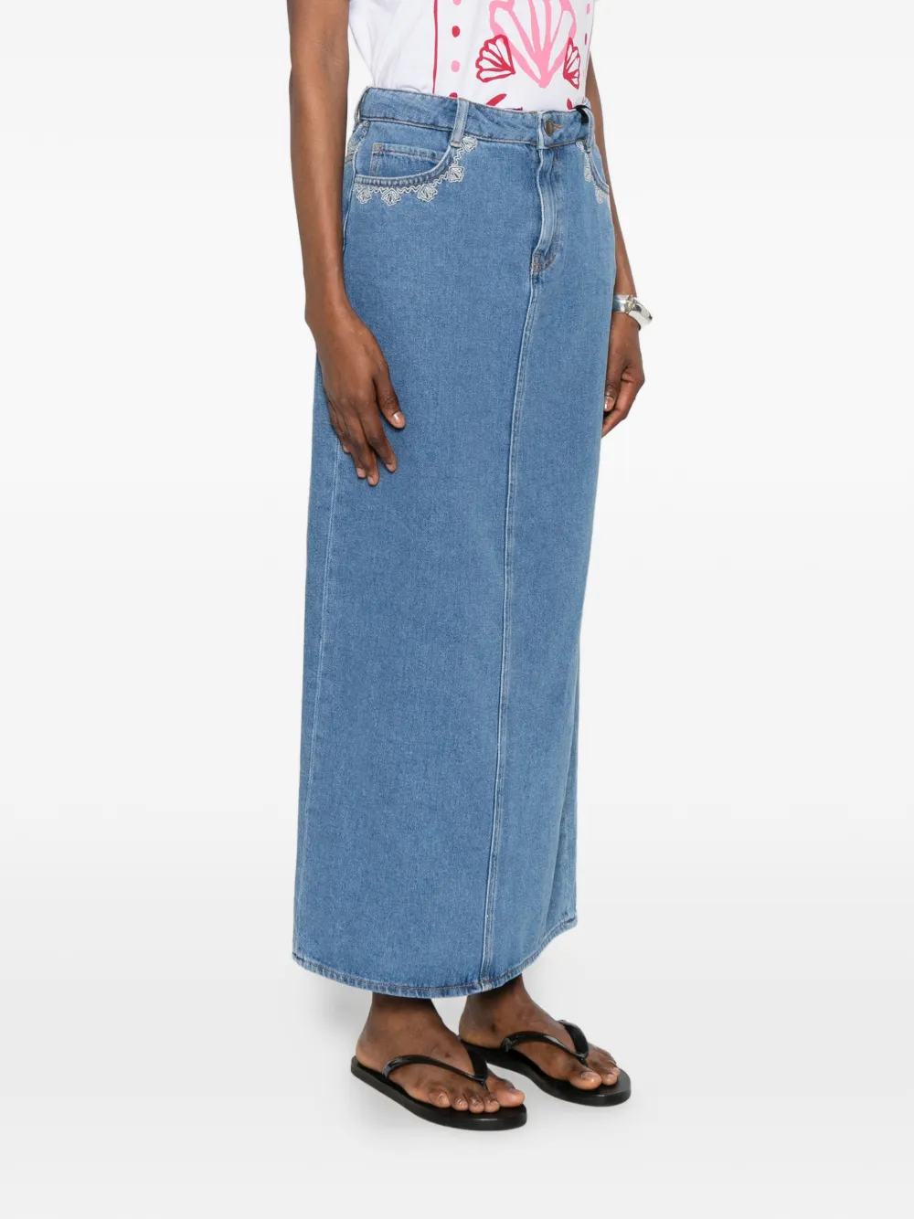 Pennyblack Maxi-rok met geborduurd detail Blauw