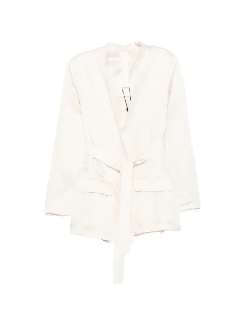 MONOCHROME belted satin-finish jacket