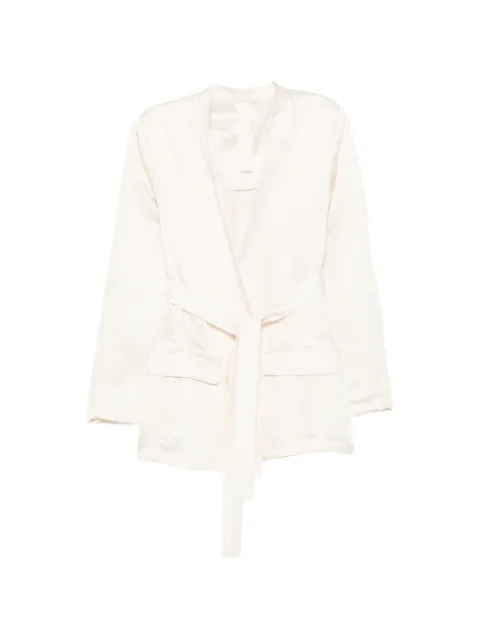 MONOCHROME belted satin-finish jacket