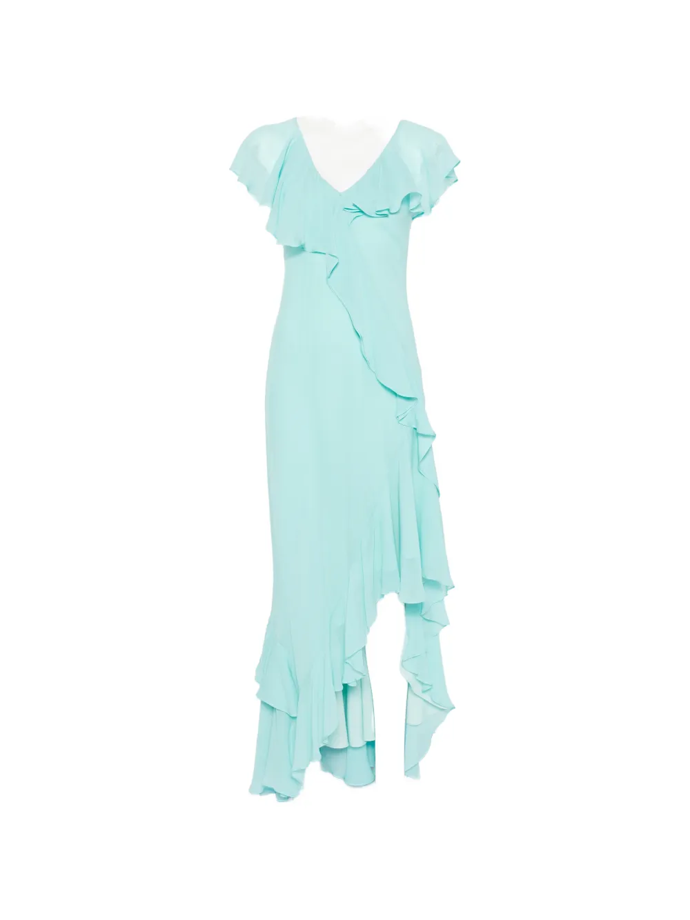 Marella ruffled asymmetric-hem dress - Blu