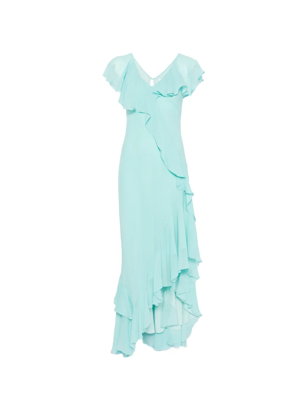 Marella ruffled asymmetric-hem dress - Blu