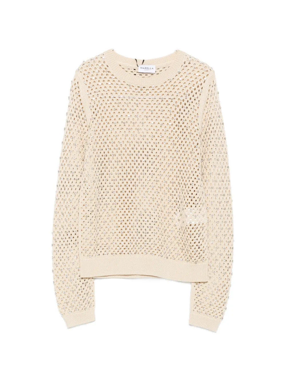 Marella crystal-embellished open-knit sweater - Toni neutri