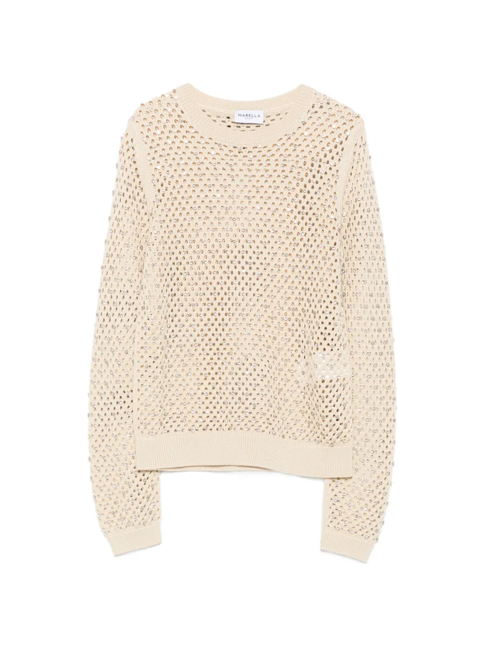 Marella crystal-embellished open-knit sweater - Nude