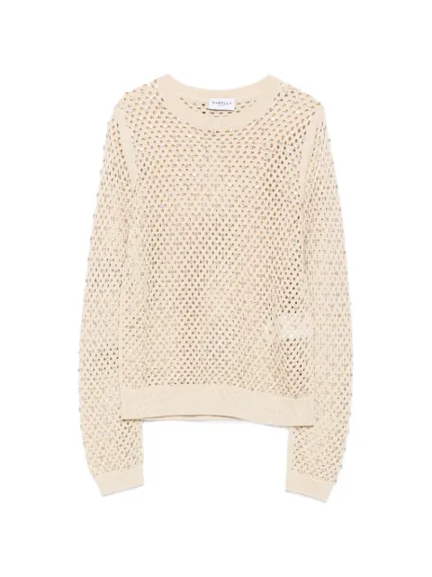 Marella crystal-embellished open-knit sweater