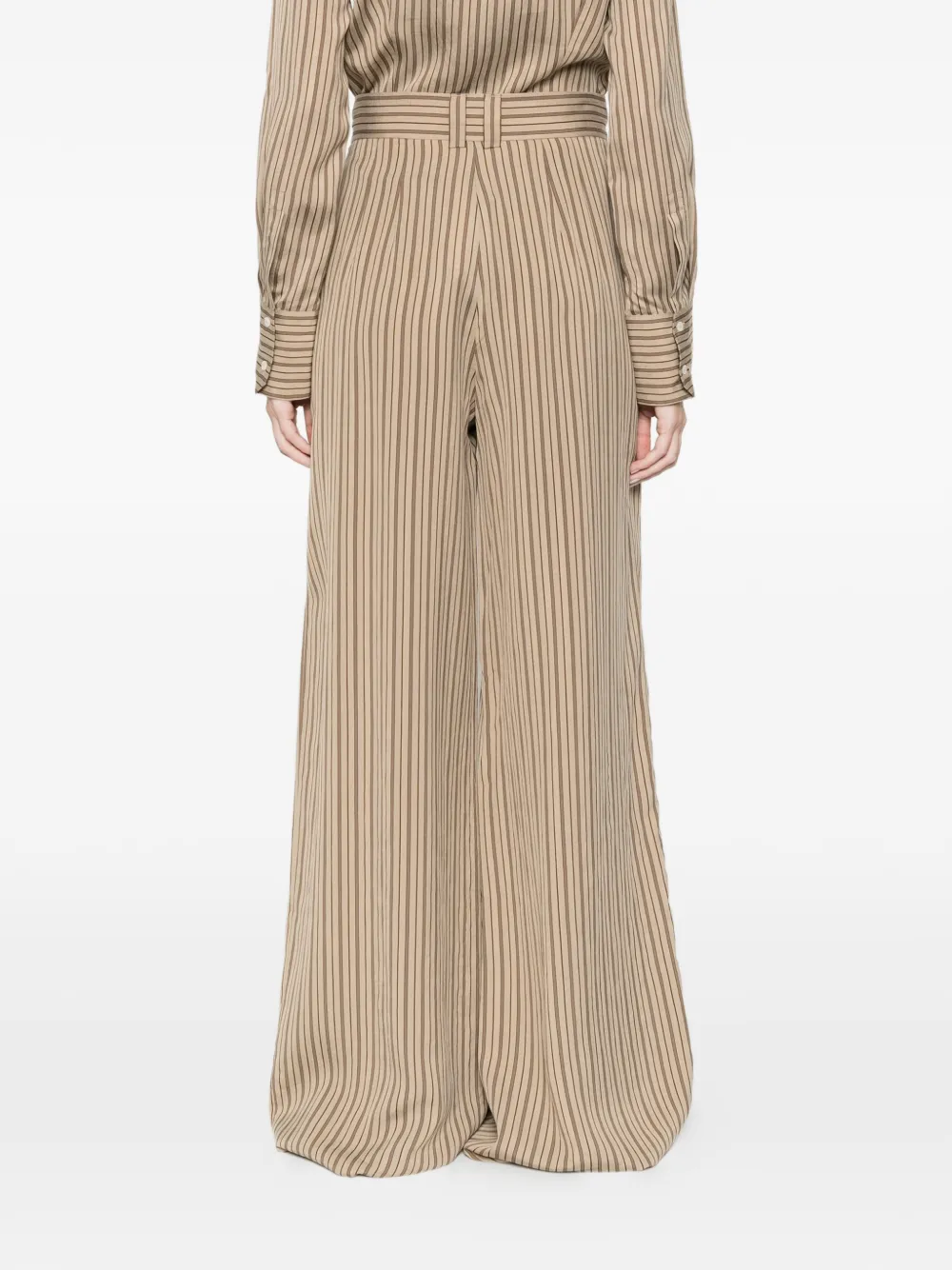 Marella Ordine gestreepte broek met wijde pijpen Beige