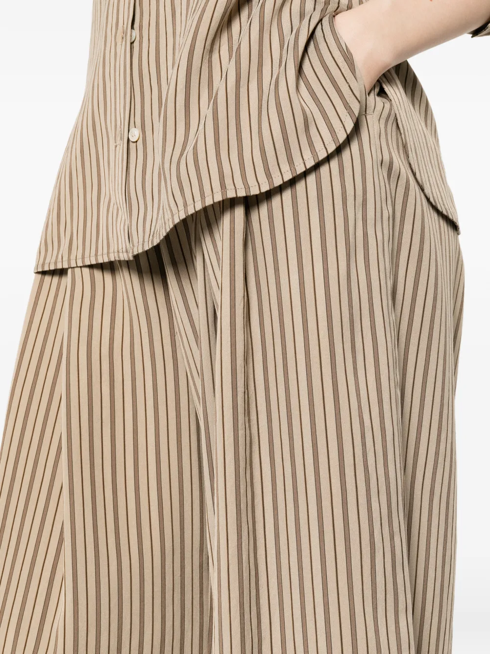 Marella Ordine gestreepte broek met wijde pijpen Beige