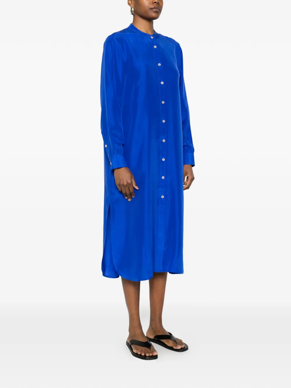 Button-Front Midi Dress