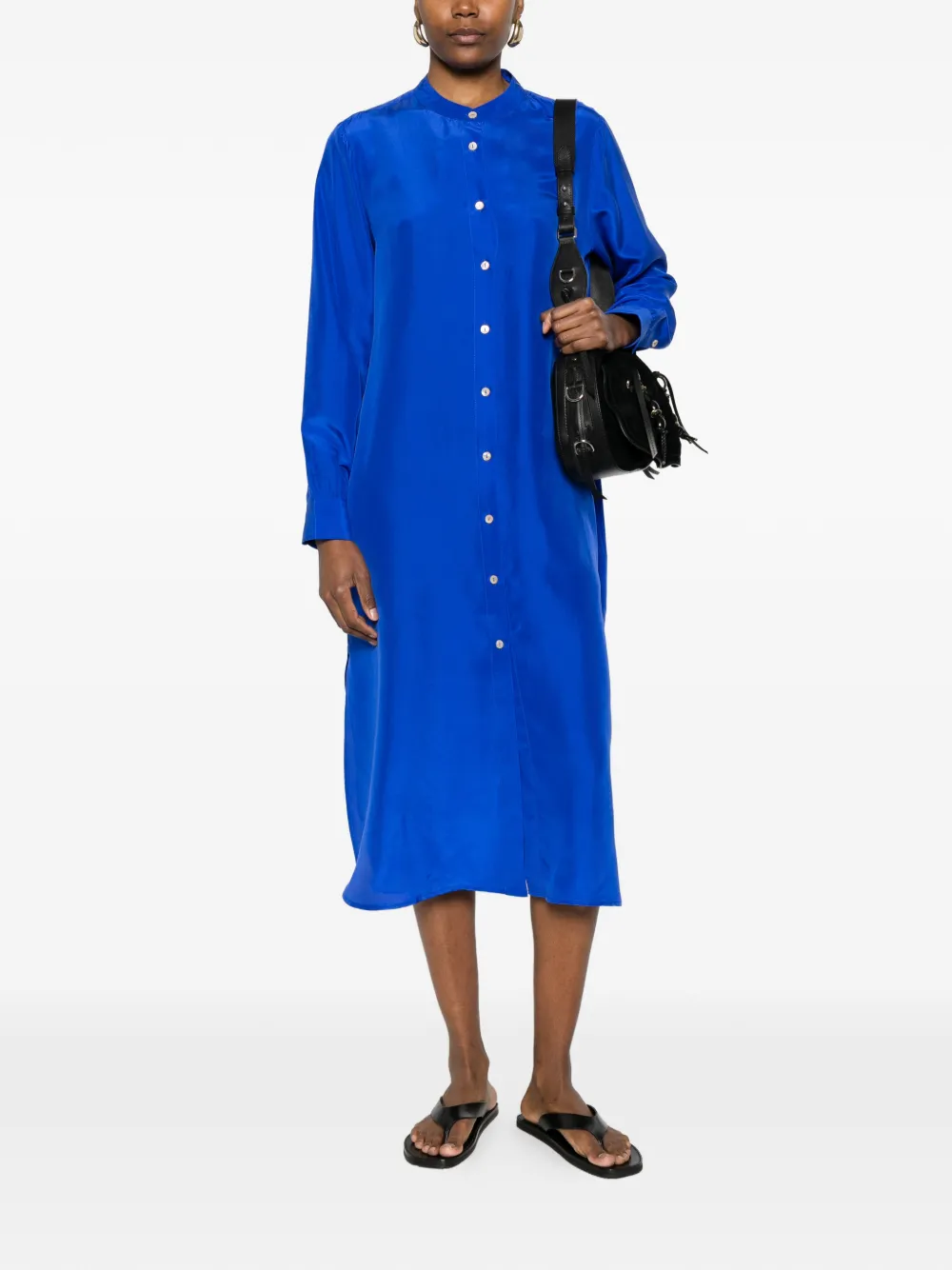 Button-Front Midi Dress