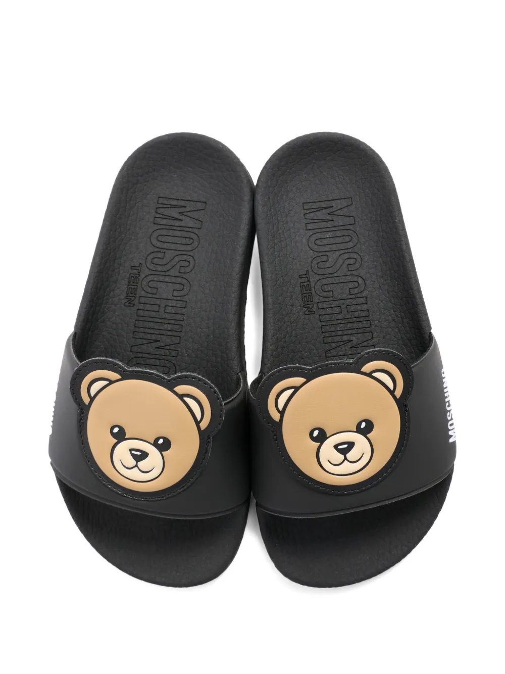 Moschino Kids appliqué slides Zwart