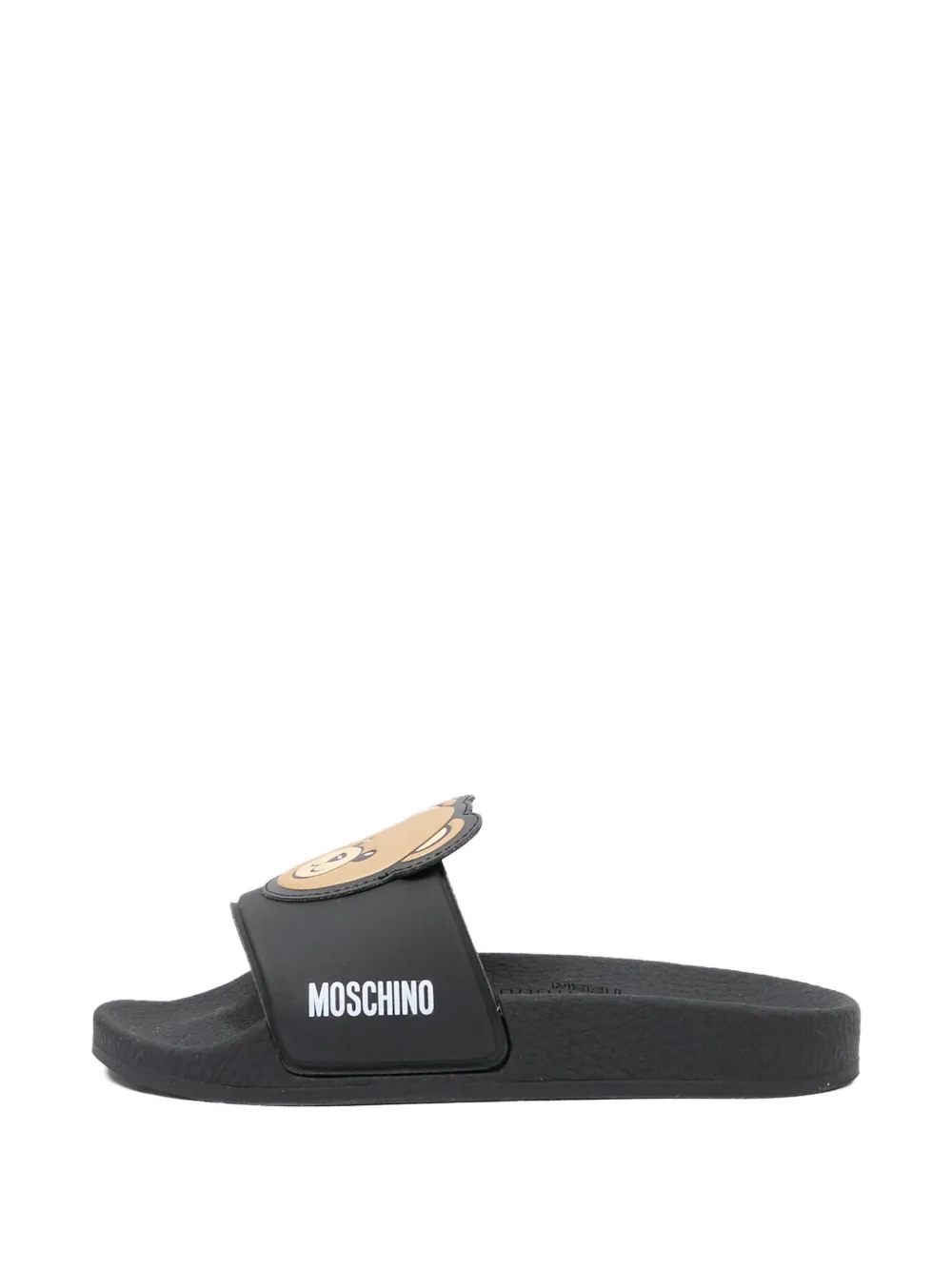 Moschino Kids appliqué slides Zwart