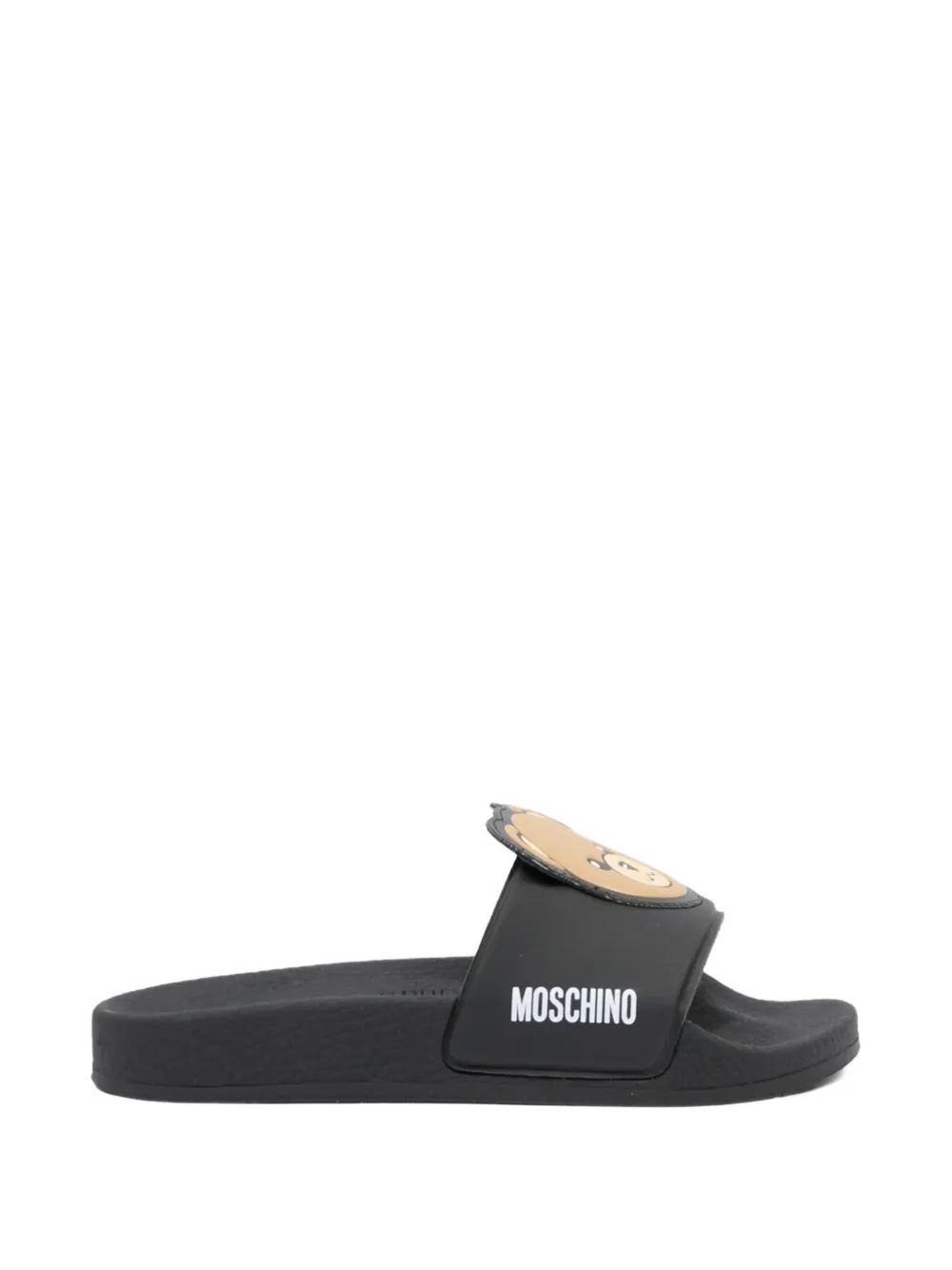Moschino Kids appliqué slides Zwart
