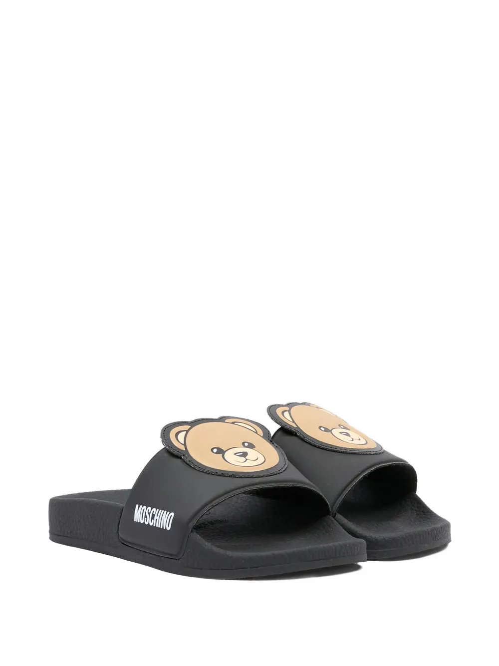 Moschino Kids appliqué slides Zwart