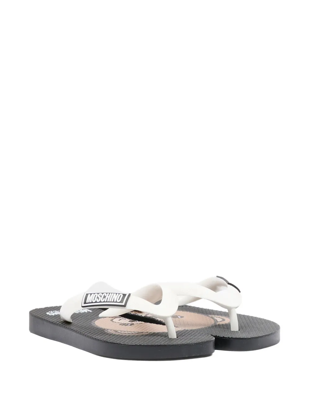 Moschino Kids logo flip flops Zwart