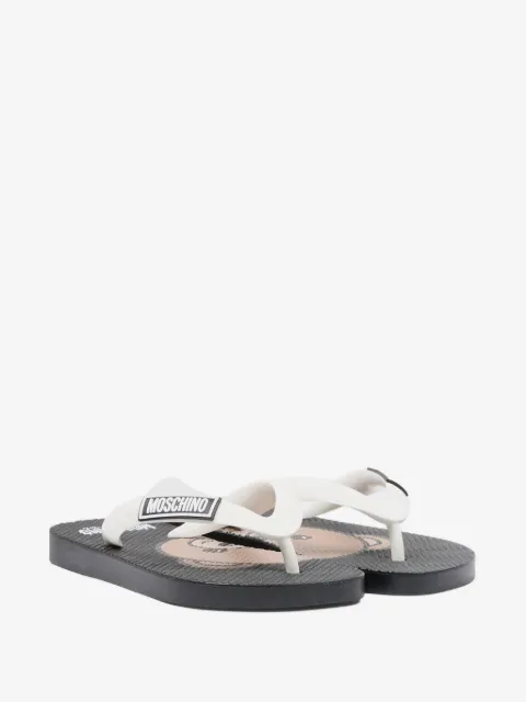 Moschino Kids logo flip flops