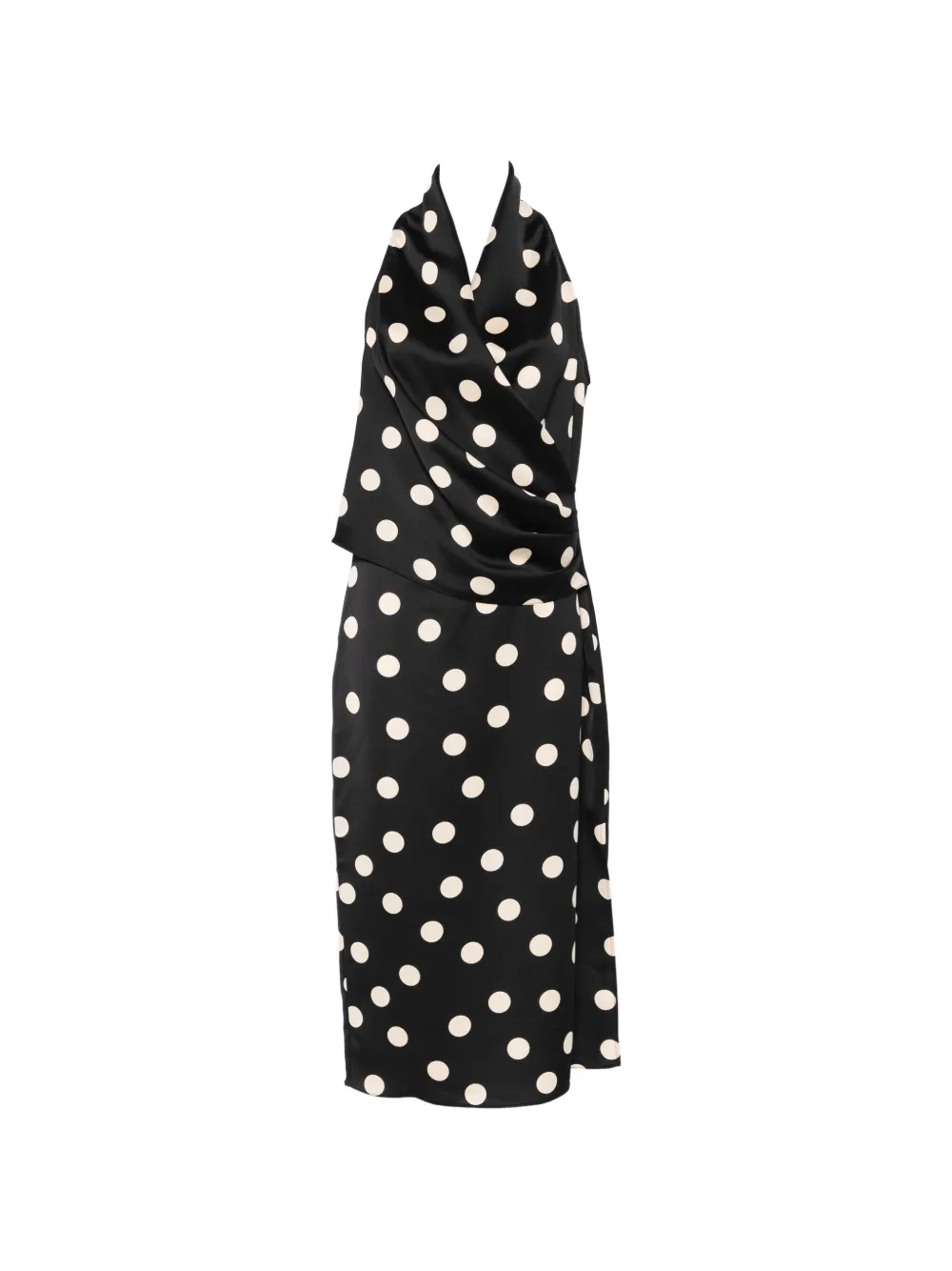 Marella polka-dot halterneck midi dress - Nero