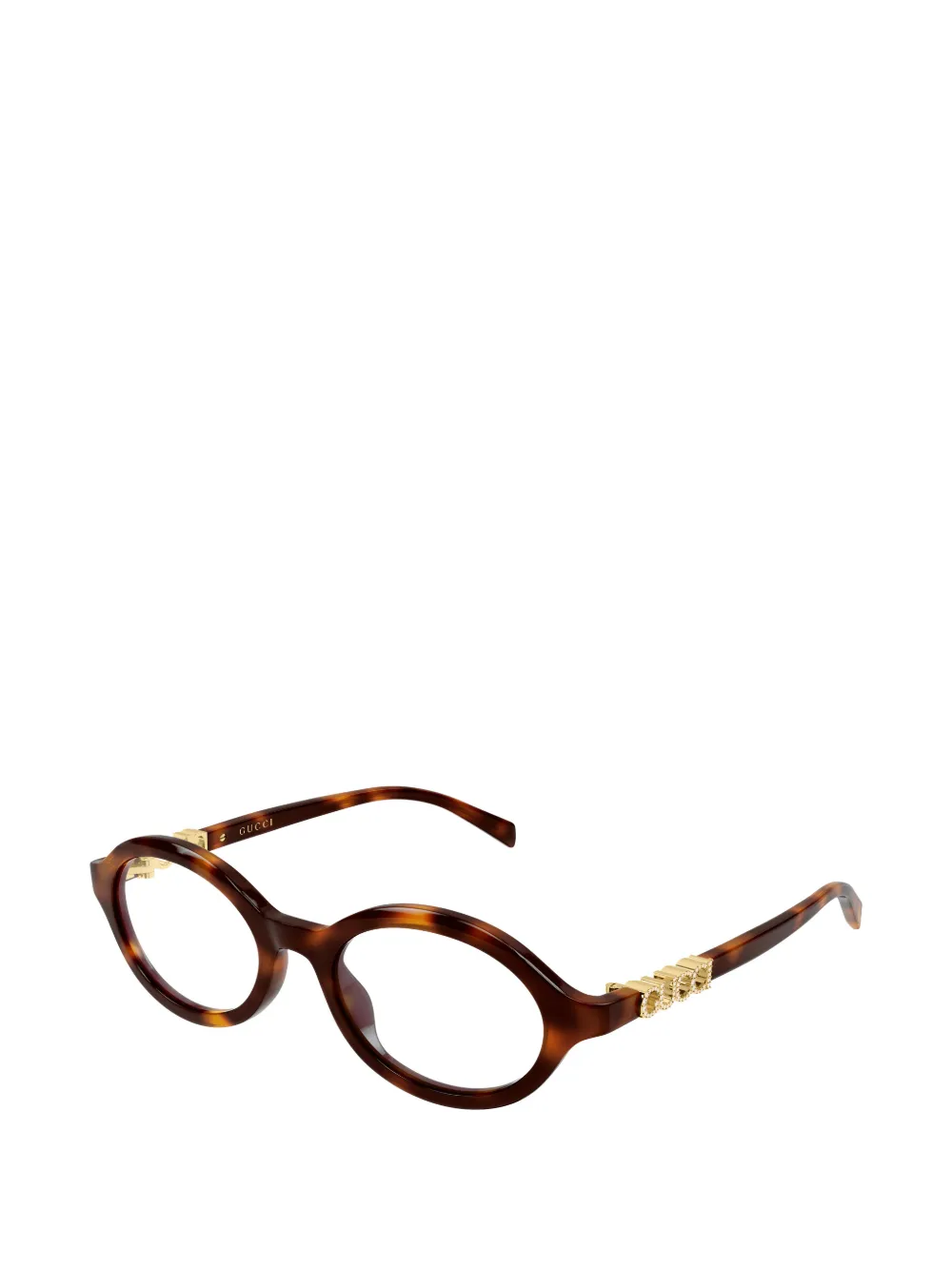 Gucci Eyewear logo round-frame glasses - Marrone