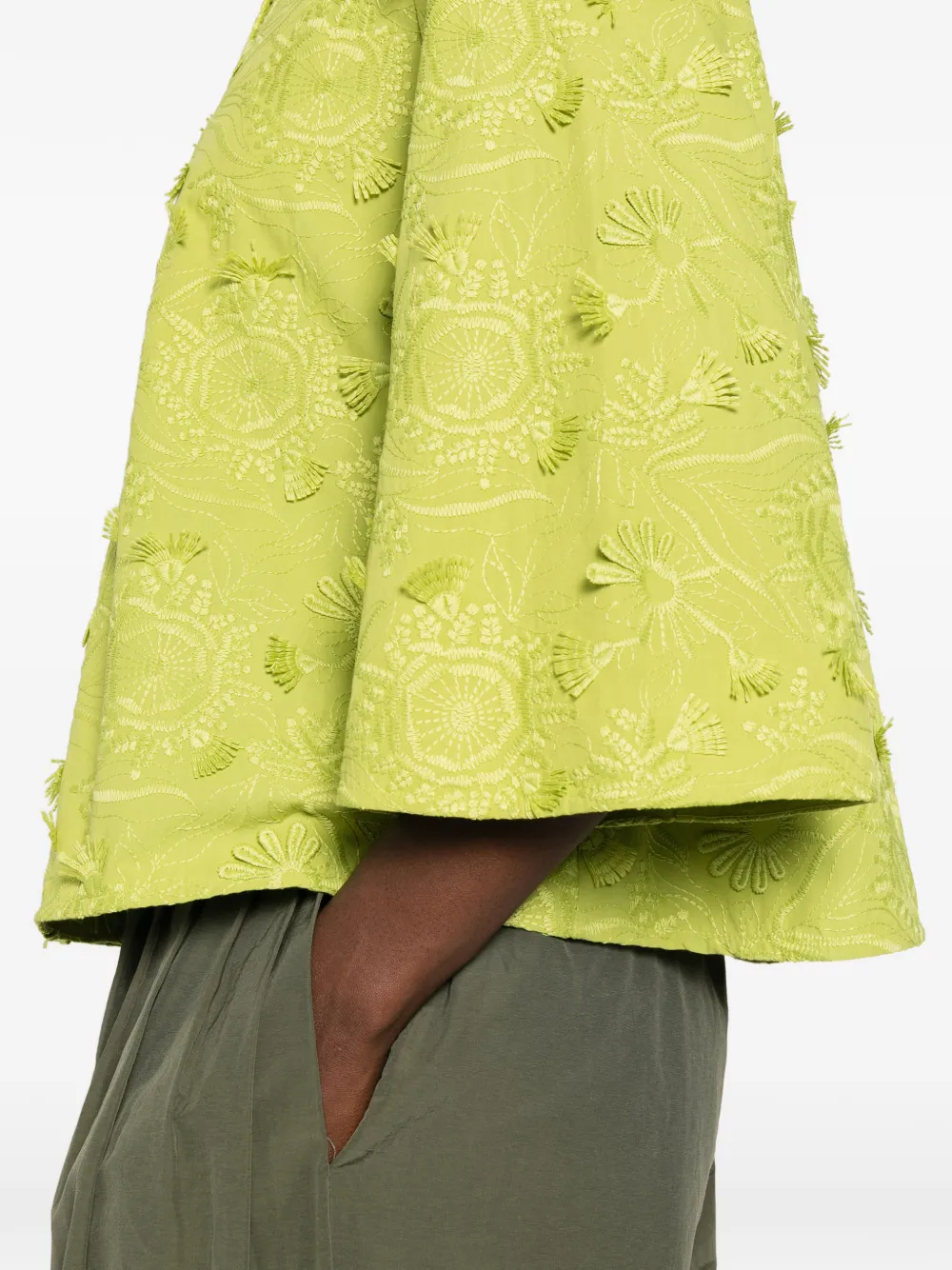 Marella Blouse met geborduurde bloemen Groen
