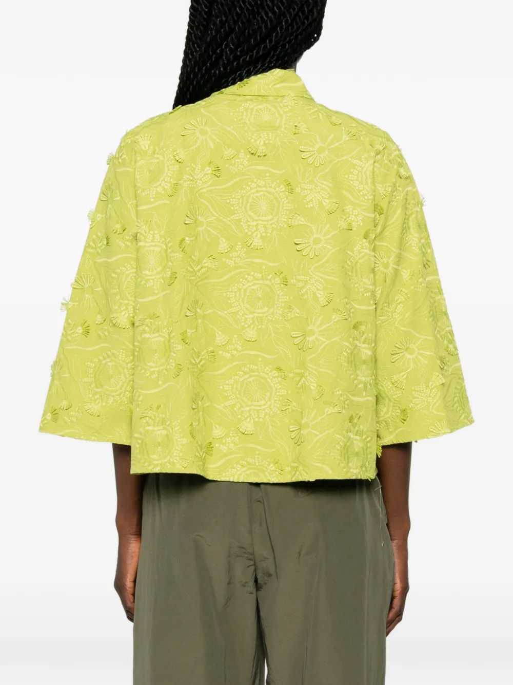 Marella Blouse met geborduurde bloemen Groen