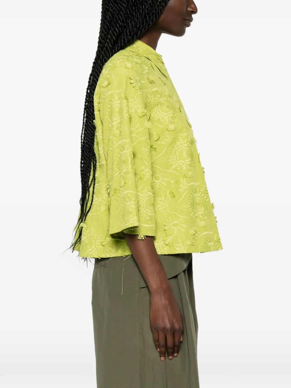 Marella Blouse met geborduurde bloemen Groen