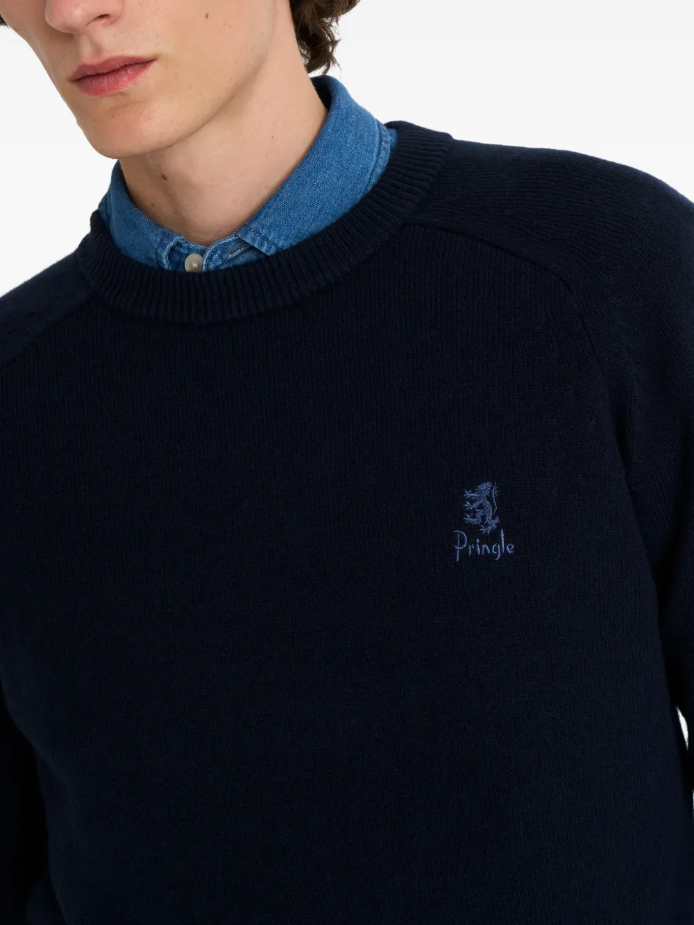 Pringle of Scotland Trui met ronde hals en logo Blauw