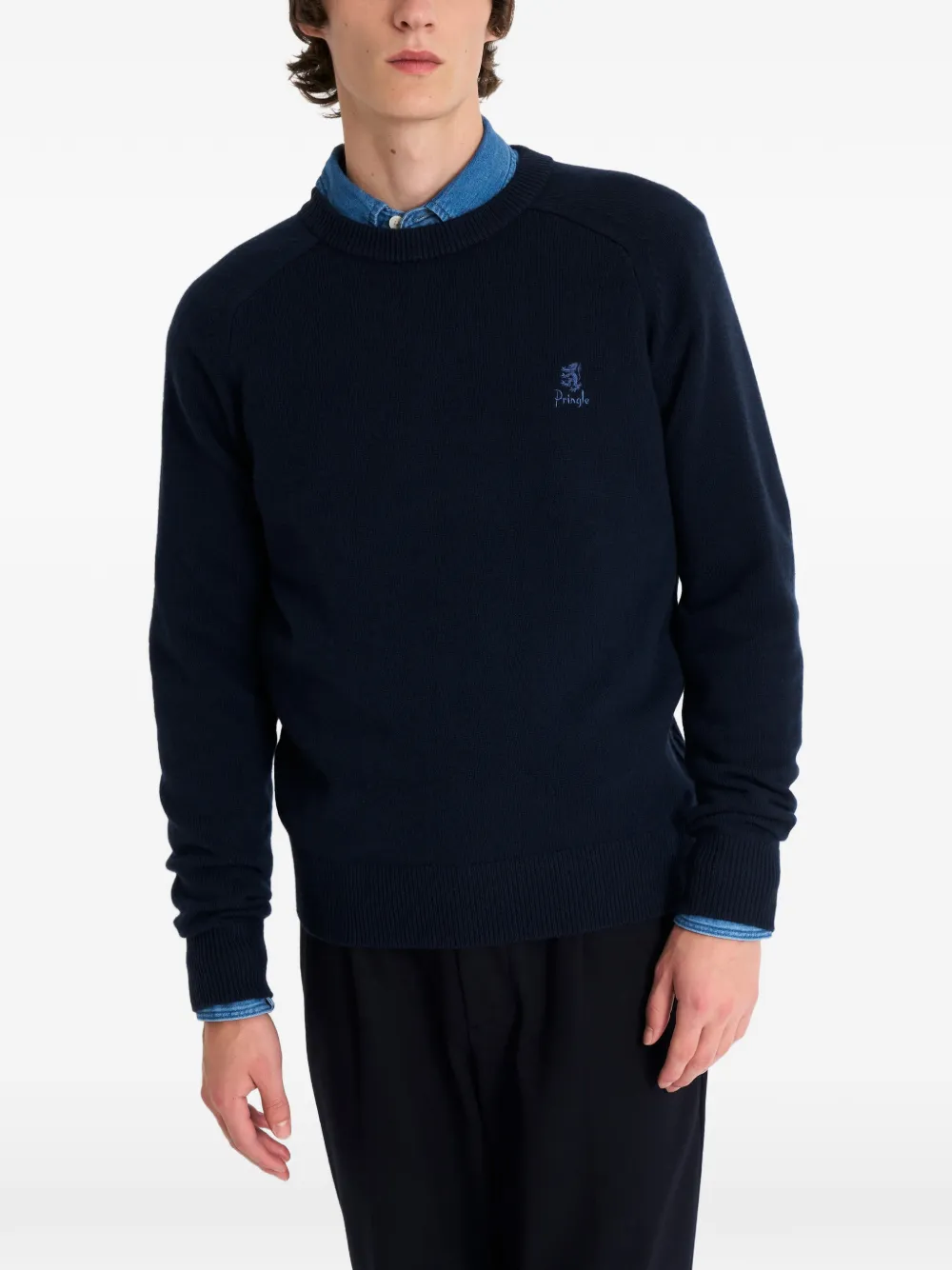 Pringle of Scotland Trui met ronde hals en logo Blauw