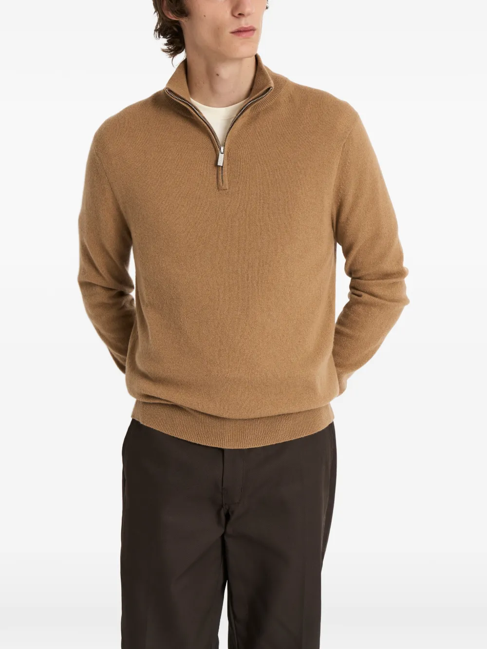 Pringle of Scotland Kasjmier trui met rits Beige