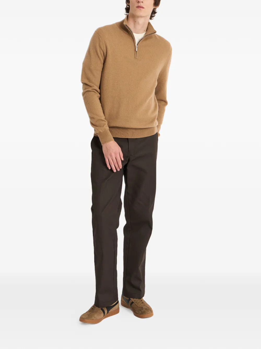Pringle of Scotland Kasjmier trui met rits Beige