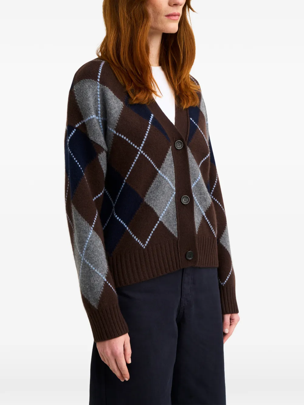 Pringle of Scotland Kasjmier vest met argyle patroon Bruin