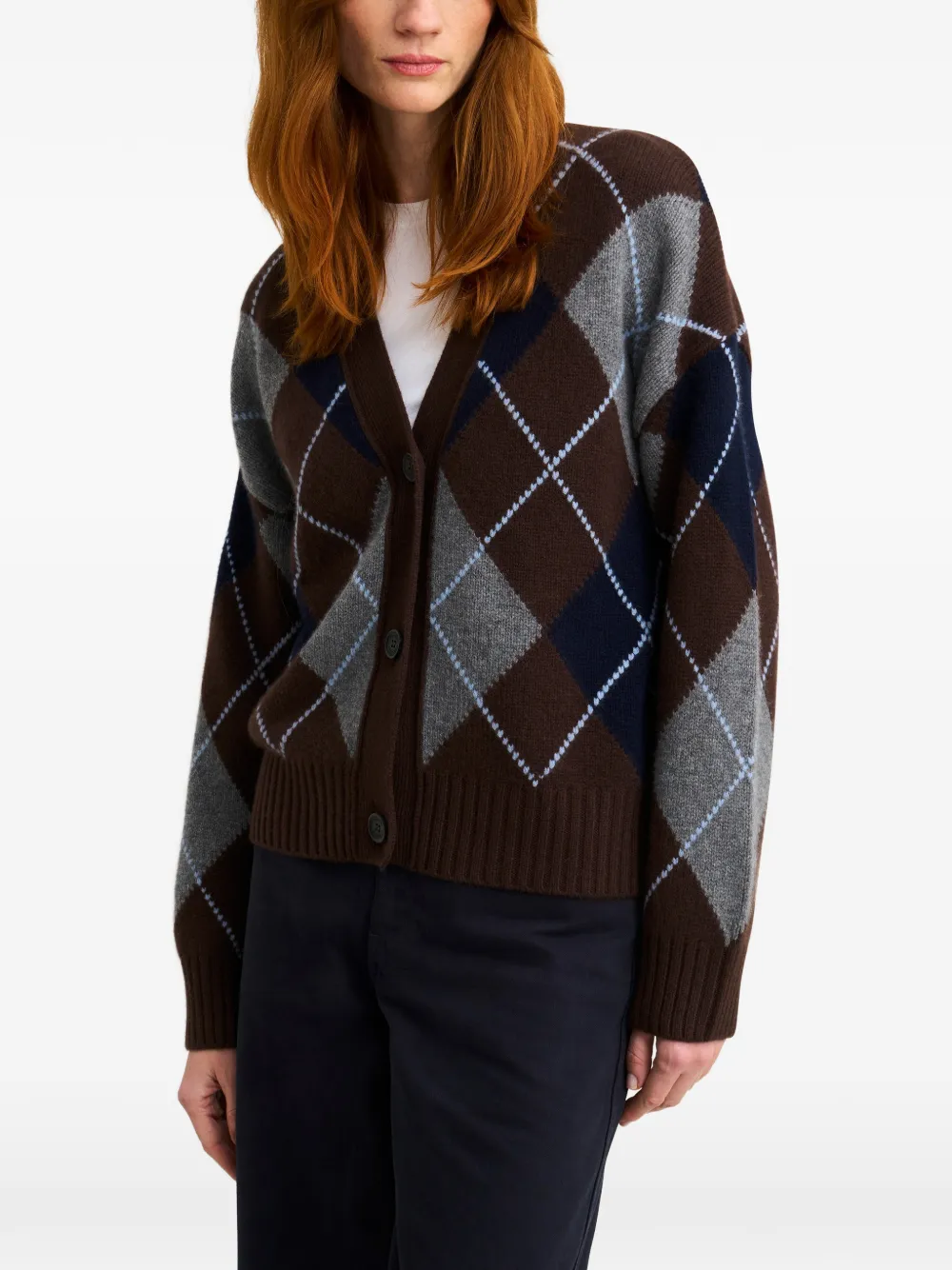 Pringle of Scotland Kasjmier vest met argyle patroon Bruin