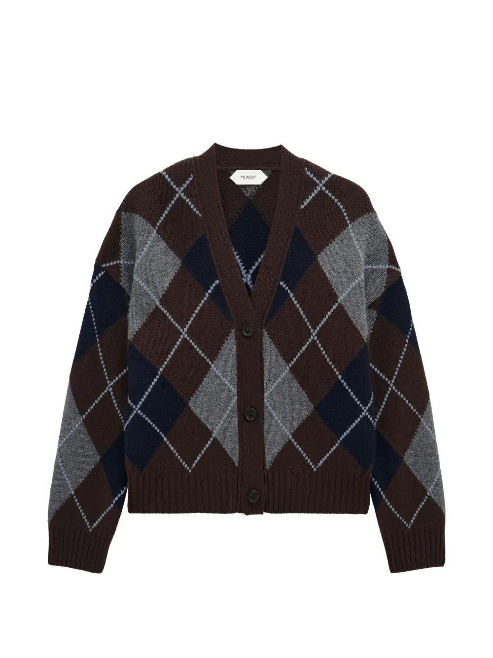 Pringle of Scotland argyle cashmere cardigan - Marrone