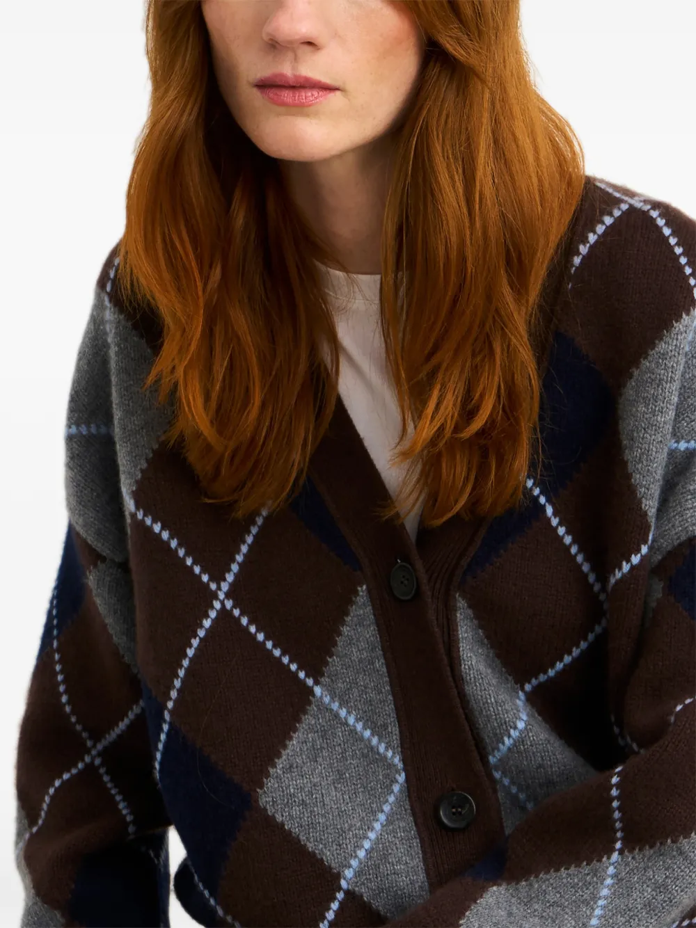 Pringle of Scotland Kasjmier vest met argyle patroon Bruin
