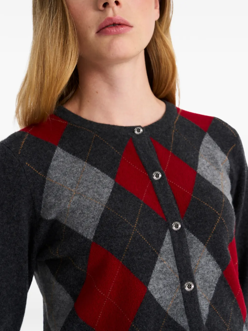 Pringle of Scotland Vest met argyle patroon en ronde hals Grijs