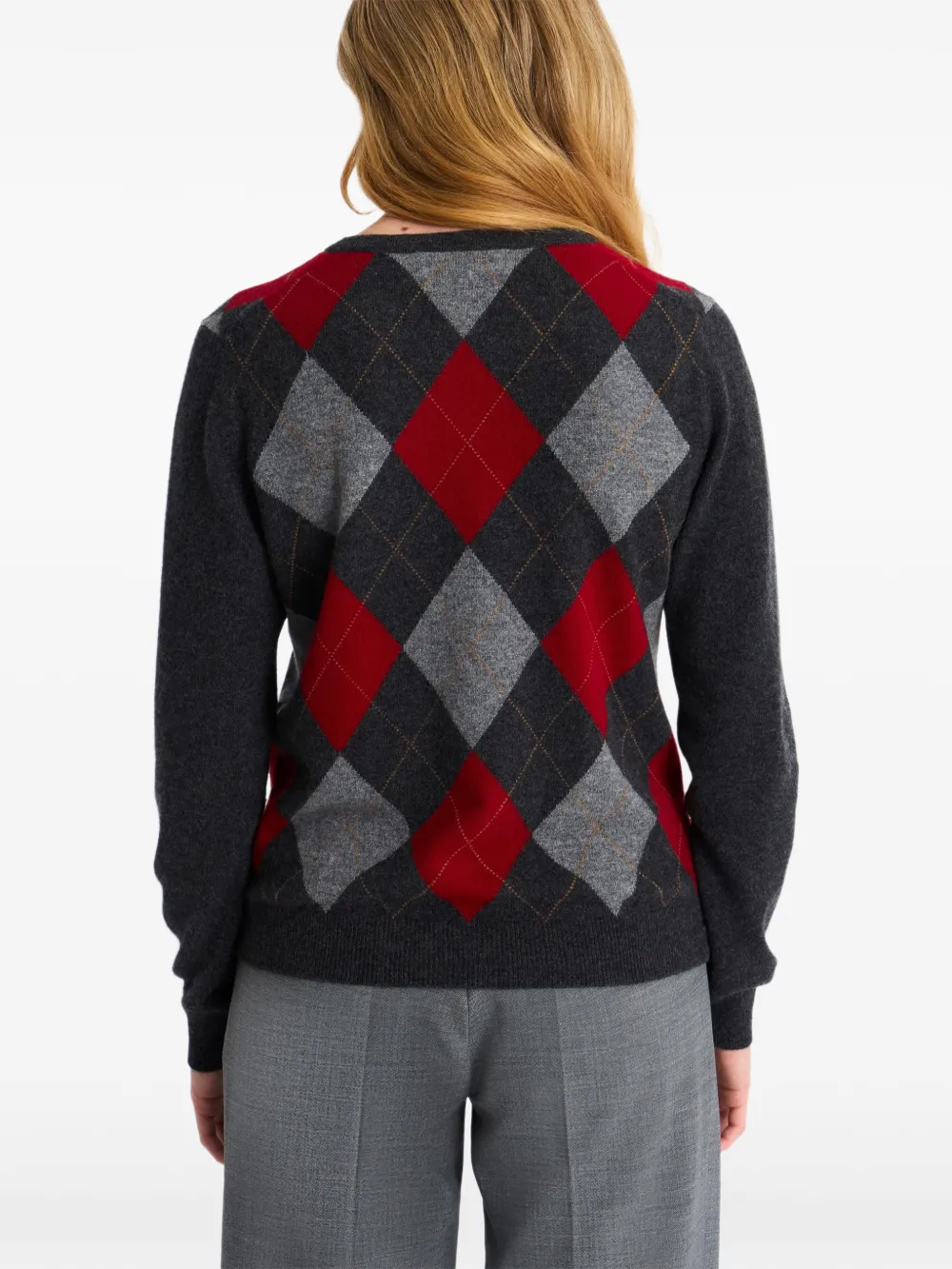 Pringle of Scotland Vest met argyle patroon en ronde hals Grijs