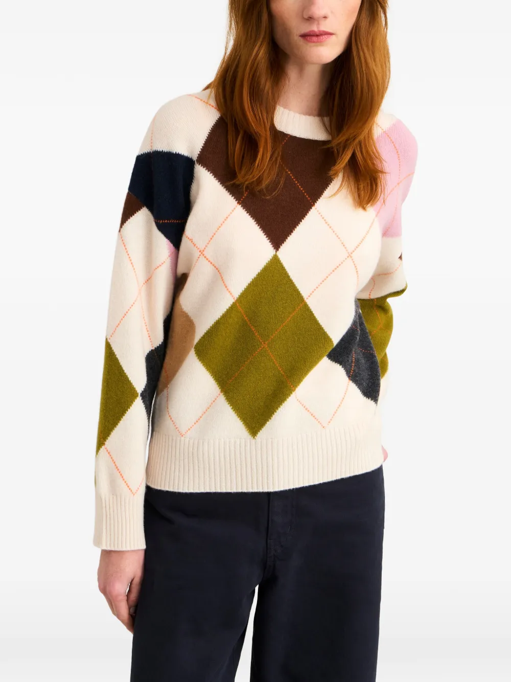 Pringle Of Scotland Crew-neck Argyle Sweater - Neutrals 